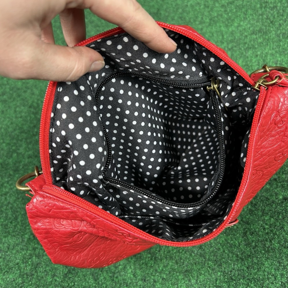 Loungefly Hello Kitty Purse Red Chain Bow Strap Tassel Bag Travel All Over Print - Picture 8 of 16